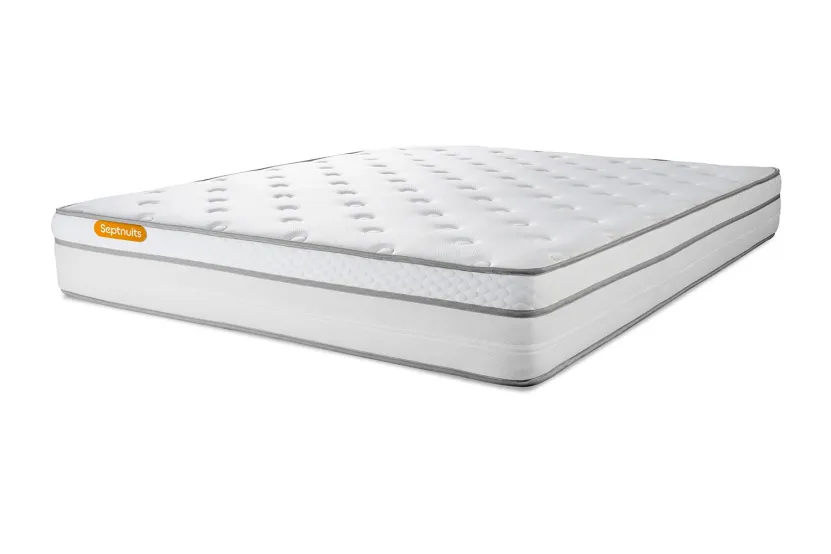 Pack lit complet 140x200 cm - Matelas + Sommier Blanc + 2 oreillers + Couette - Memo Luxe