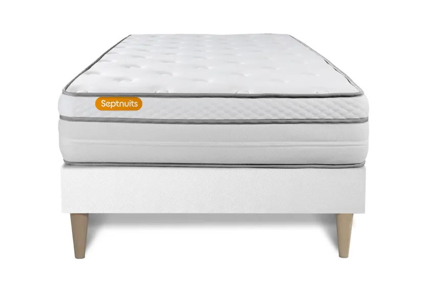 Ensemble Matelas Sommier 90x190 cm - Sommier Blanc (en kit) - Memo Luxe