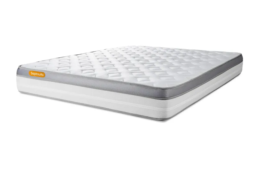 Pack lit complet 180x200 cm - Matelas + 2 Sommiers Blancs + 2 oreillers + Couette - Memo Zen