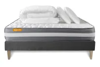 Pack lit complet 200x200 cm - Matelas + Sommier Gris (en kit) + 2 oreillers + Couette - Memo Plus Pack lit complet 200x200 cm - Matelas + Sommier Gris (en kit) + 2 oreillers + Couette - Memo Plus