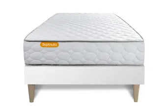 Ensemble Matelas Sommier 90x200 cm - Sommier Blanc (en kit) - Memo