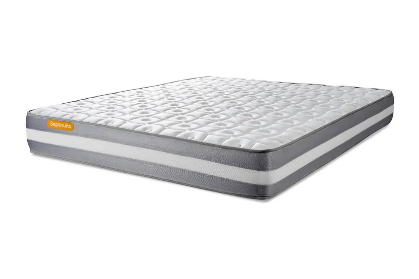 Pack lit complet 160x200 cm - Matelas + 2 Sommiers Gris + 2 oreillers + Couette - Memo Plus