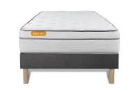 Ensemble Matelas Sommier 90x200 cm - Sommier Gris (déjà monté) - Memo Luxe Ensemble Matelas Sommier 90x200 cm - Sommier Gris (déjà monté) - Memo Luxe