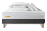 Pack lit complet 140x190 cm - Matelas + Sommier Gris + 2 oreillers + Couette - Memo Bio Pack lit complet 140x190 cm - Matelas + Sommier Gris + 2 oreillers + Couette - Memo Bio