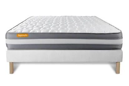 Ensemble Matelas Sommier 140x200 cm - Sommier Blanc (d&eacute;j&agrave; mont&eacute;) - Memo Plus