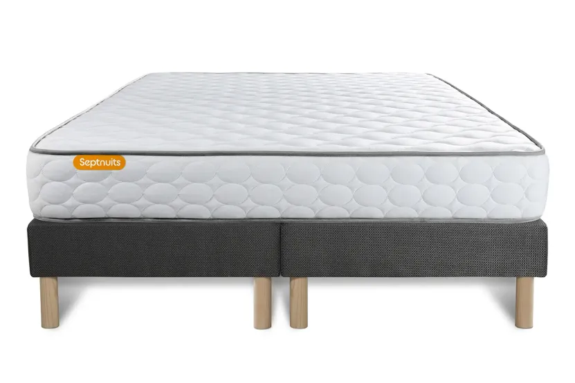 Ensemble Matelas Sommier 160x200 cm - 2 Sommiers Gris - Memo