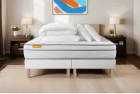 Pack lit complet 200x200 cm - Matelas + 2 Sommiers Blancs + 2 oreillers + Couette - Memo Luxe Pack lit complet 200x200 cm - Matelas + 2 Sommiers Blancs + 2 oreillers + Couette - Memo Luxe