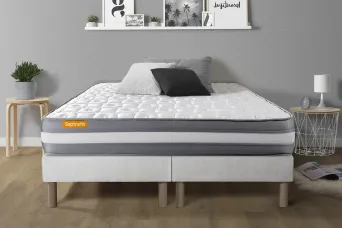 Ensemble Matelas Sommier 180x200 cm - 2 Sommiers Blanc - Memo Plus