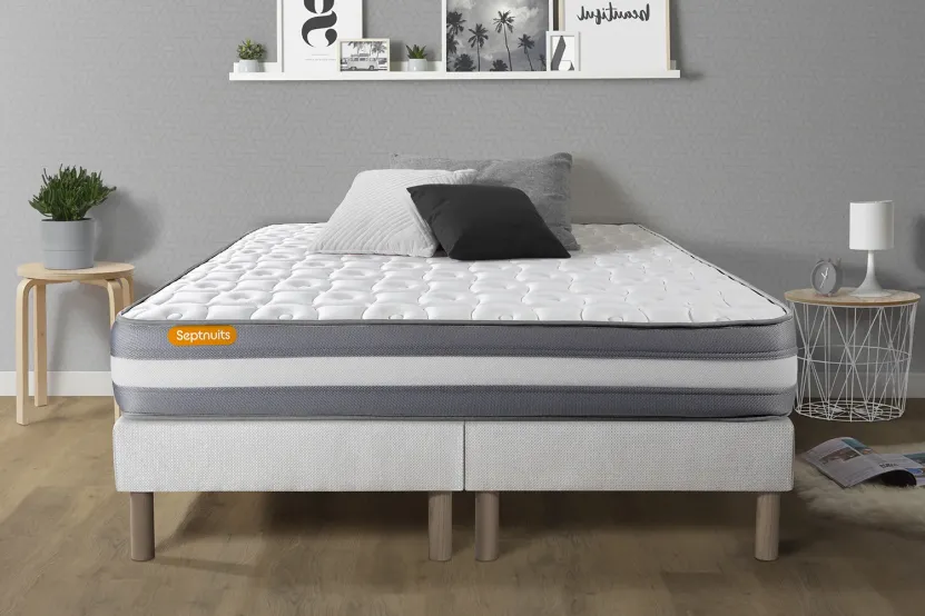 Ensemble Matelas Sommier 180x200 cm - 2 Sommiers Blanc - Memo Plus