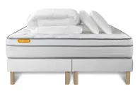Pack lit complet 200x200 cm - Matelas + 2 Sommiers Blancs + 2 oreillers + Couette - Memo Luxe Pack lit complet 200x200 cm - Matelas + 2 Sommiers Blancs + 2 oreillers + Couette - Memo Luxe