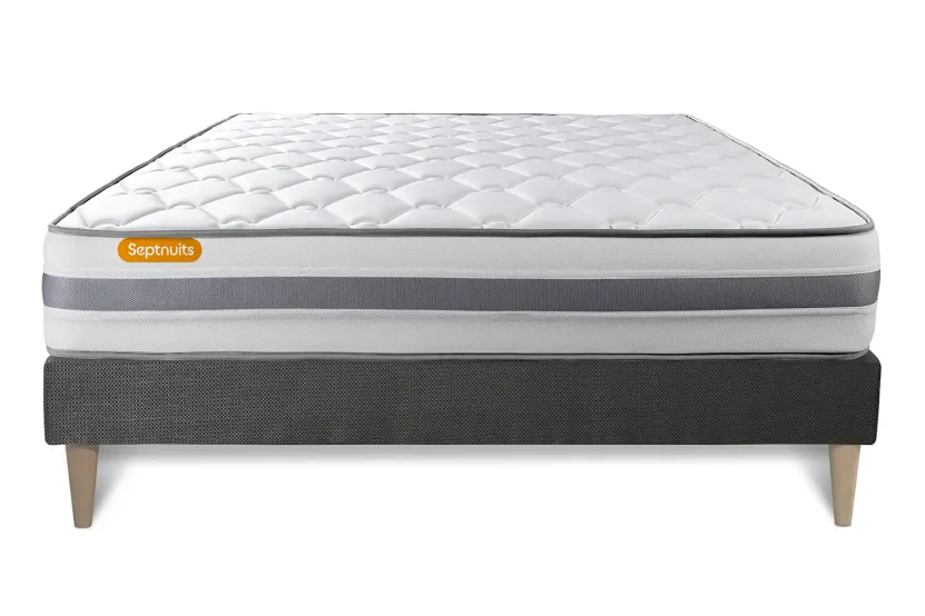 Ensemble Matelas Sommier 160x200 cm - Sommier Gris (en kit) - Memo Spring