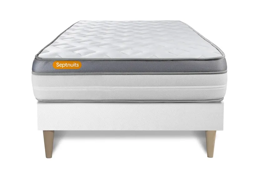 Ensemble Matelas Sommier 90x190 cm - Sommier Blanc (en kit) - Memo Zen