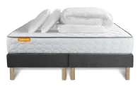 Pack lit complet 200x200 cm - Matelas + 2 Sommiers Gris + 2 oreillers + Couette - Memo Pack lit complet 200x200 cm - Matelas + 2 Sommiers Gris + 2 oreillers + Couette - Memo