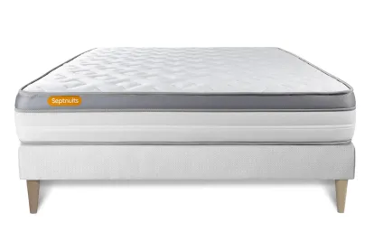 Ensemble Matelas Sommier 140x200 cm - Sommier Blanc (en kit) - Memo Zen