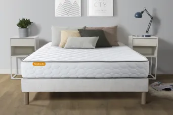 Ensemble Matelas Sommier 160x200 cm - Sommier Blanc (déjà monté) - Memo