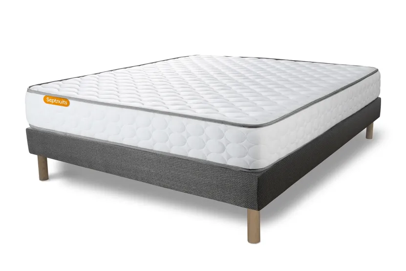 Ensemble Matelas Sommier 160x200 cm - Sommier Gris (déjà monté) - Memo