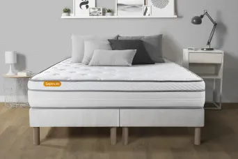 Ensemble Matelas Sommier 200x200 cm - 2 Sommiers Blanc - Memo Luxe