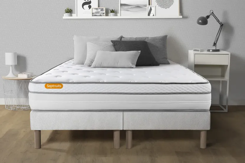 Ensemble Matelas Sommier 200x200 cm - 2 Sommiers Blanc - Memo Luxe