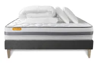 Pack lit complet 200x200 cm - Matelas + Sommier Gris (en kit) + 2 oreillers + Couette - Memo Spring Pack lit complet 200x200 cm - Matelas + Sommier Gris (en kit) + 2 oreillers + Couette - Memo Spring