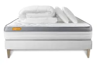 Pack lit complet 180x200 cm - Matelas + Sommier Blanc (en kit) + 2 oreillers + Couette - Memo Zen Pack lit complet 180x200 cm - Matelas + Sommier Blanc (en kit) + 2 oreillers + Couette - Memo Zen