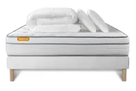Pack lit complet 160x200 cm - Matelas + Sommier Blanc + 2 oreillers + Couette - Memo Luxe Pack lit complet 160x200 cm - Matelas + Sommier Blanc + 2 oreillers + Couette - Memo Luxe