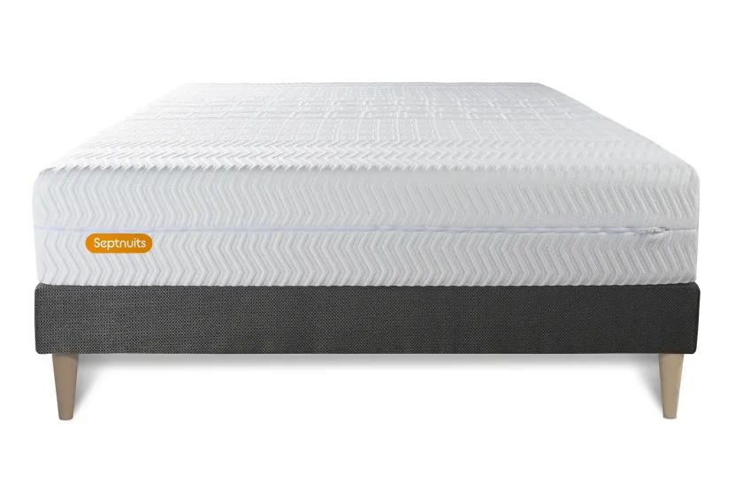 Ensemble Matelas Sommier 160x200 cm - Sommier Gris (en kit) - Memo Bio