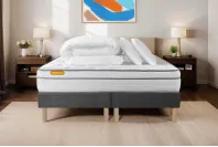 Pack lit complet 180x200 cm - Matelas + 2 Sommiers Gris + 2 oreillers + Couette - Memo Luxe Pack lit complet 180x200 cm - Matelas + 2 Sommiers Gris + 2 oreillers + Couette - Memo Luxe