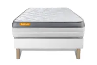 Ensemble Matelas Sommier 90x200 cm - Sommier Blanc (déjà monté) - Memo Zen Ensemble Matelas Sommier 90x200 cm - Sommier Blanc (déjà monté) - Memo Zen
