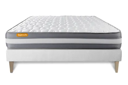 Ensemble Matelas Sommier 160x200 cm - Sommier Blanc (en kit) - Memo Plus