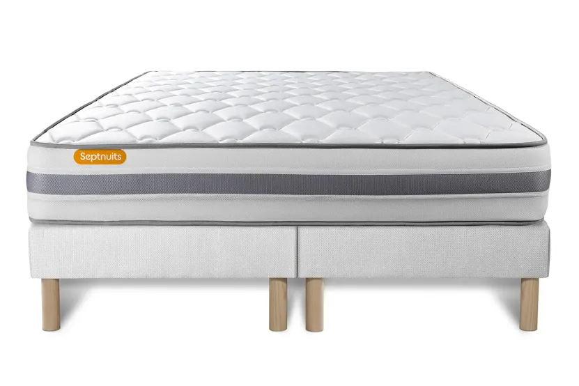 Ensemble Matelas Sommier 200x200 cm - 2 Sommiers Blanc - Memo Spring