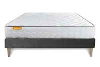 Ensemble Matelas Sommier 140x190 cm - Sommier Gris (en kit) - Memo Ensemble Matelas Sommier 140x190 cm - Sommier Gris (en kit) - Memo