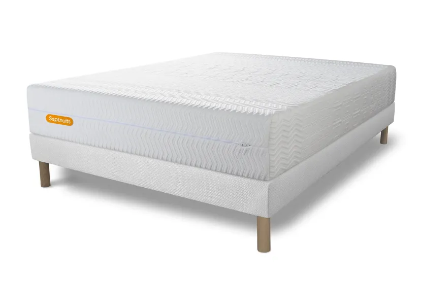 Ensemble Matelas Sommier 160x200 cm - Sommier Blanc (déjà monté) - Memo Bio