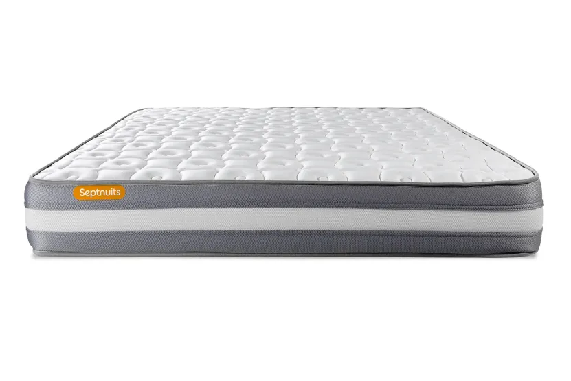 Ensemble Matelas Sommier 140x190 cm - Sommier Gris (déjà monté) - Memo Plus