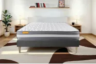 Ensemble Matelas Sommier 140x200 cm - Sommier Gris (déjà monté) - Memo Plus Ensemble Matelas Sommier 140x200 cm - Sommier Gris (déjà monté) - Memo Plus