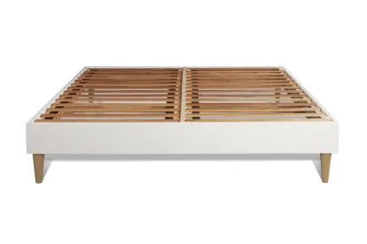 Pack lit complet 160x200 cm - Matelas + Sommier Blanc (en kit) + 2 oreillers + Couette - Memo