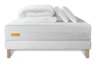 Pack lit complet 160x200 cm - Matelas + Sommier Blanc + 2 oreillers + Couette - Memo Bio Pack lit complet 160x200 cm - Matelas + Sommier Blanc + 2 oreillers + Couette - Memo Bio