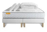 Pack lit complet 160x200 cm - Matelas + 2 Sommiers Blancs + 2 oreillers + Couette - Memo Pack lit complet 160x200 cm - Matelas + 2 Sommiers Blancs + 2 oreillers + Couette - Memo