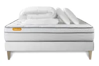 Pack lit complet 140x200 cm - Matelas + Sommier Blanc (en kit) + 2 oreillers + Couette - Memo Luxe Pack lit complet 140x200 cm - Matelas + Sommier Blanc (en kit) + 2 oreillers + Couette - Memo Luxe