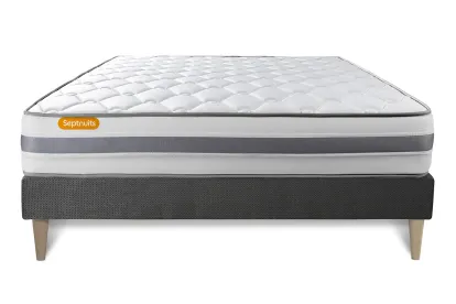 Ensemble Matelas Sommier 140x190 cm - Sommier Gris (en kit) - Memo Spring