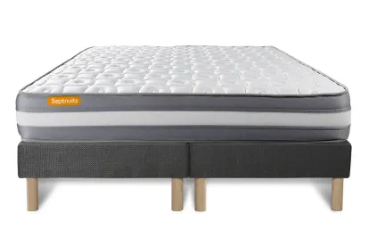 Ensemble Matelas Sommier 180x200 cm - 2 Sommiers Gris - Memo Plus