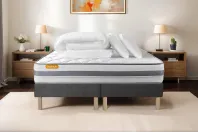 Pack lit complet 160x200 cm - Matelas + 2 Sommiers Gris + 2 oreillers + Couette - Memo Spring Pack lit complet 160x200 cm - Matelas + 2 Sommiers Gris + 2 oreillers + Couette - Memo Spring