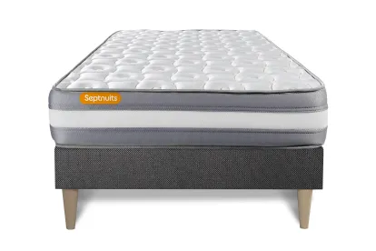 Ensemble Matelas Sommier 90x200 cm - Sommier Gris (en kit) - Memo Plus