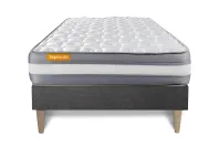 Ensemble Matelas Sommier 90x200 cm - Sommier Gris (en kit) - Memo Plus Ensemble Matelas Sommier 90x200 cm - Sommier Gris (en kit) - Memo Plus