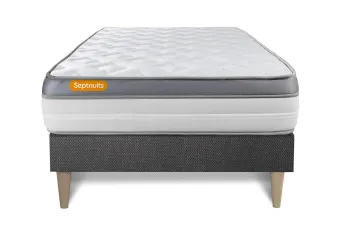 Ensemble Matelas Sommier 90x190 cm - Sommier Gris (en kit) - Memo Zen