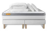 Pack lit complet 160x200 cm - Matelas + 2 Sommiers Blancs + 2 oreillers + Couette - Memo Zen Pack lit complet 160x200 cm - Matelas + 2 Sommiers Blancs + 2 oreillers + Couette - Memo Zen