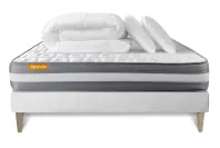 Pack lit complet 160x200 cm - Matelas + Sommier Blanc (en kit) + 2 oreillers + Couette - Memo Plus Pack lit complet 160x200 cm - Matelas + Sommier Blanc (en kit) + 2 oreillers + Couette - Memo Plus