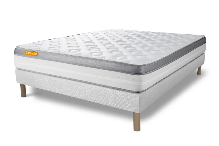 Ensemble Matelas Sommier 160x200 cm - Sommier Blanc (déjà monté) - Memo Zen