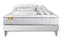 Pack lit complet 140x200 cm - Matelas + Sommier Blanc (en kit) + 2 oreillers + Couette - Memo Pack lit complet 140x200 cm - Matelas + Sommier Blanc (en kit) + 2 oreillers + Couette - Memo