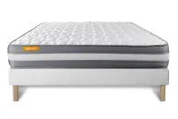 Ensemble Matelas Sommier 160x200 cm - Sommier Blanc (déjà monté) - Memo Plus Ensemble Matelas Sommier 160x200 cm - Sommier Blanc (déjà monté) - Memo Plus