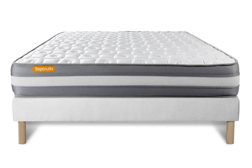 Ensemble Matelas Sommier 160x200 cm - Sommier Blanc (déjà monté) - Memo Plus